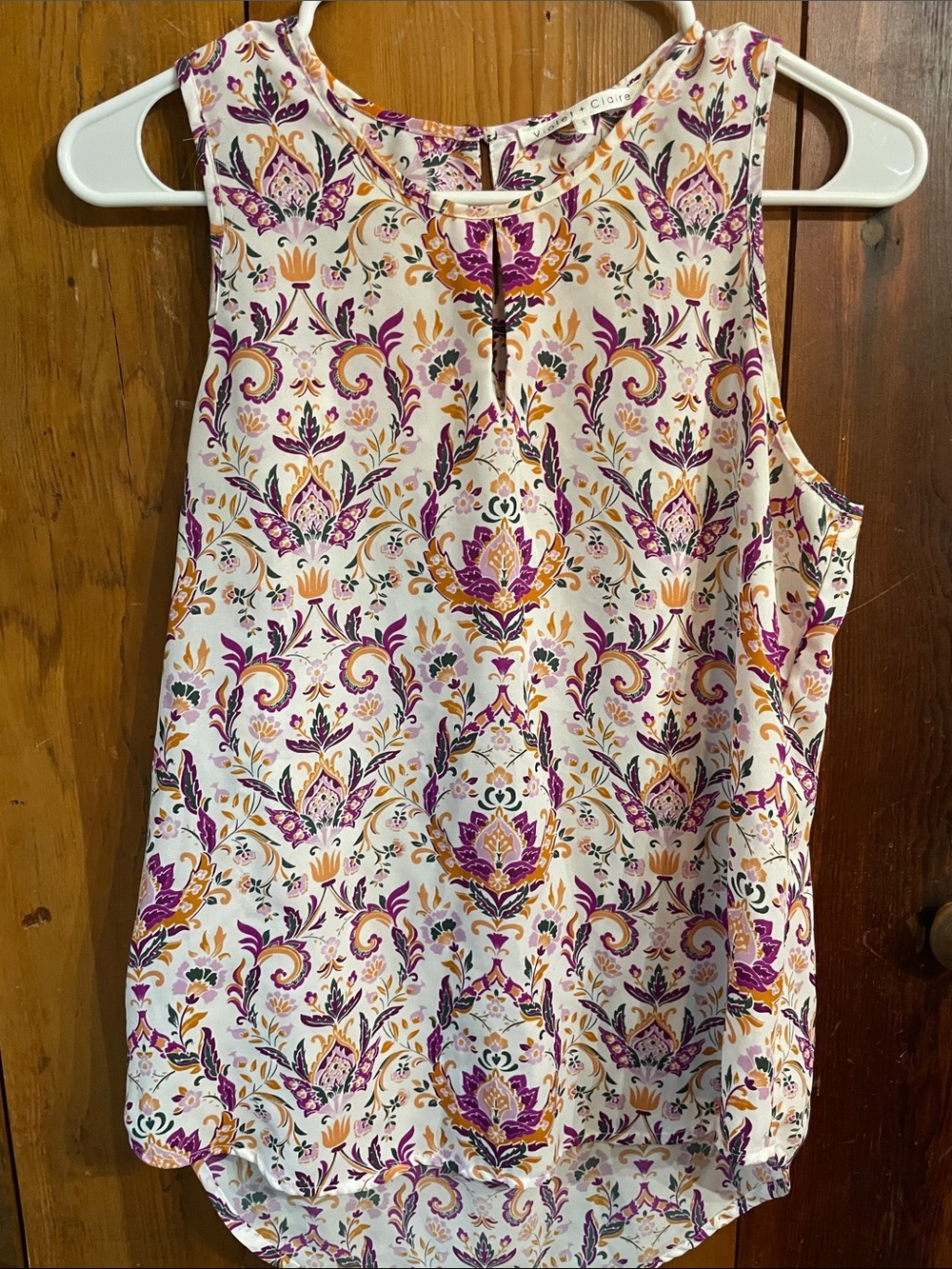 Violet and Claire Cream Sleeveless Keyhole Tank